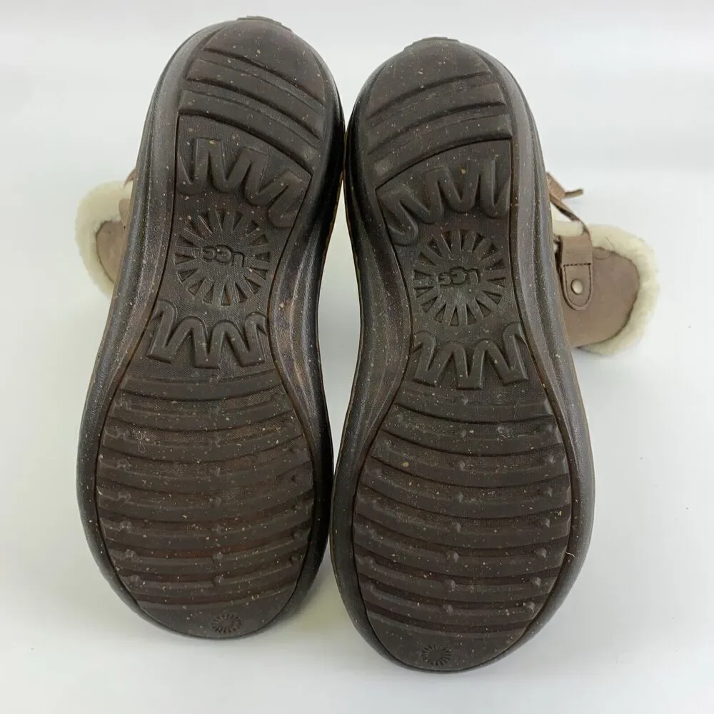 BOGO UGG Akadia Boot Brown Leather Sheepskin Shearling Lined 1007760 Womens 7